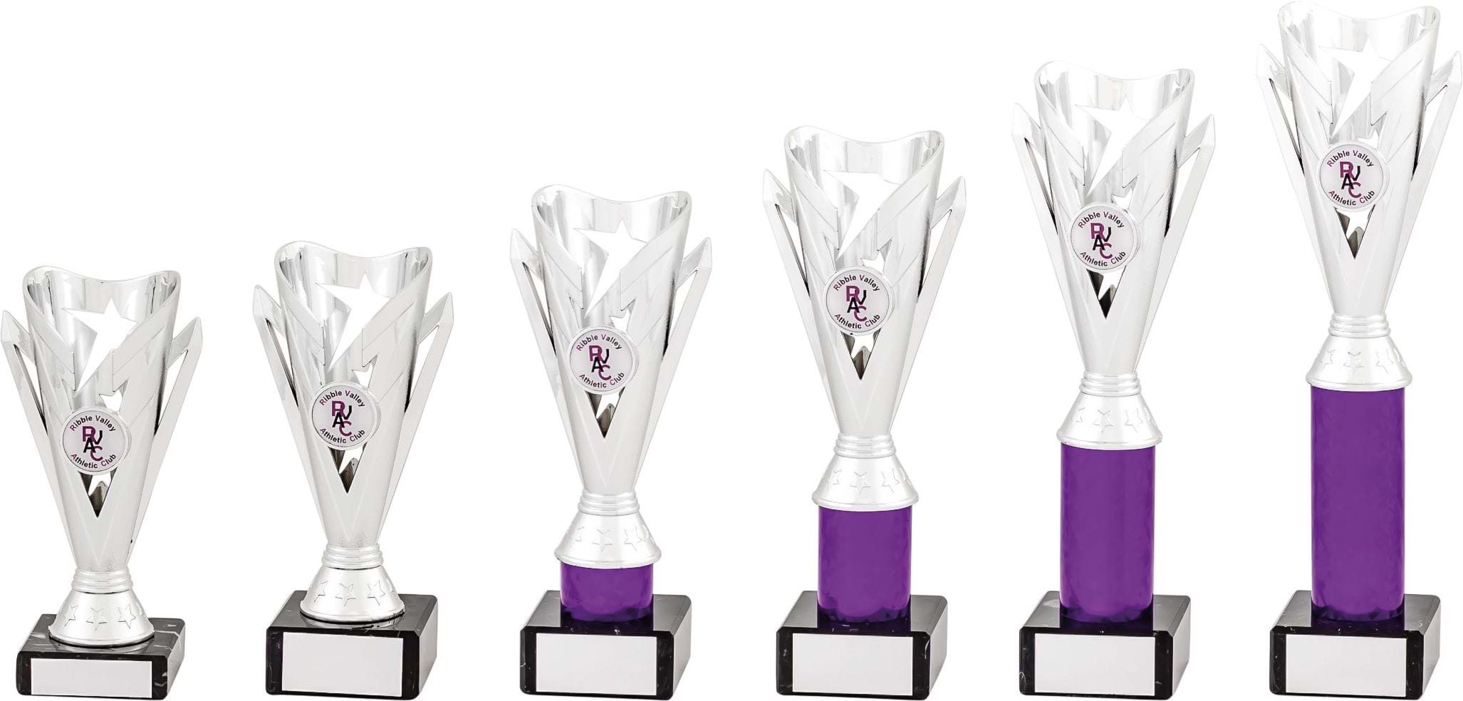 Silver Purple Achievment Trophies 2158 Series